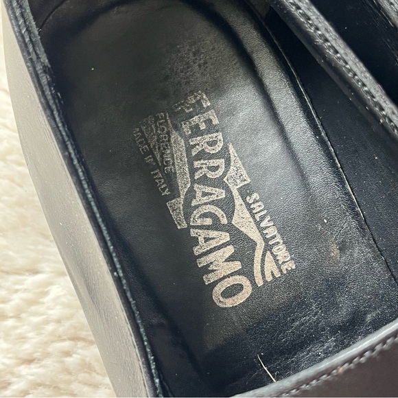 Salvatore Ferragamo Black Leather Loafer Moccasins with Gancini Ornament 12D main image 9